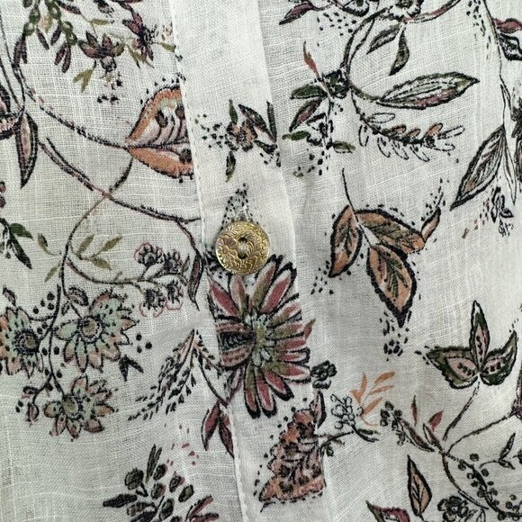 J. Jill Long Sleeve Semi Sheer Floral Button Down Gauze Material White Small - Picture 2 of 6